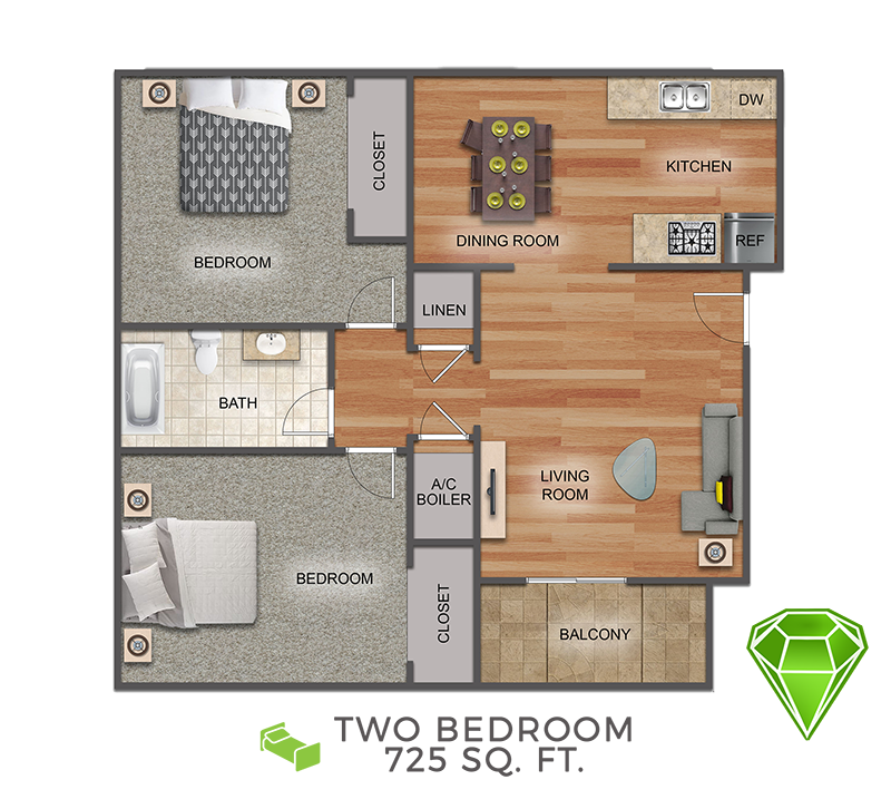 Emerald Suites Cameron | Extended Stay Rentals in Las Vegas, NV | Two Bedroom Floor Plan